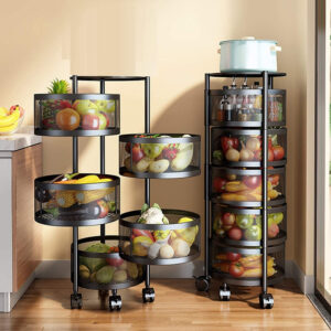 5 Layer (Round) Full Metal Fruit/Vegetable Rack(Black)